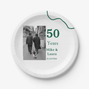 Happy 50th anniversary add couple name date weddin paper plate
