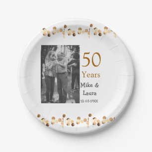 Happy 50th anniversary add couple name date weddin paper plate