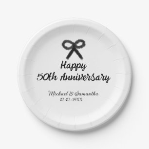Happy 50th anniversary add couple name date weddin paper plate