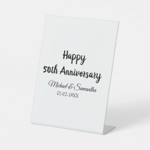 Happy 50th anniversary add couple name date weddin pedestal sign