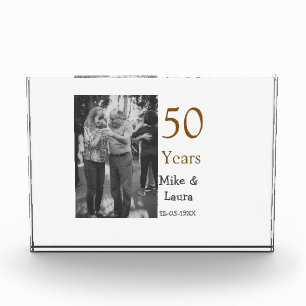 Happy 50th anniversary add couple name date weddin photo block
