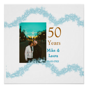 Happy 50th anniversary add couple name date weddin poster