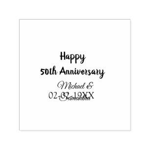 Happy 50th anniversary add couple name date weddin self-inking stamp