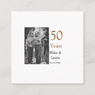 Happy 50th anniversary add couple name date weddin square business card