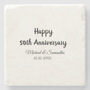 Happy 50th anniversary add couple name date weddin stone coaster