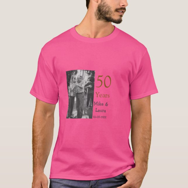 Happy 50th anniversary add couple name date weddin T-Shirt (Front)