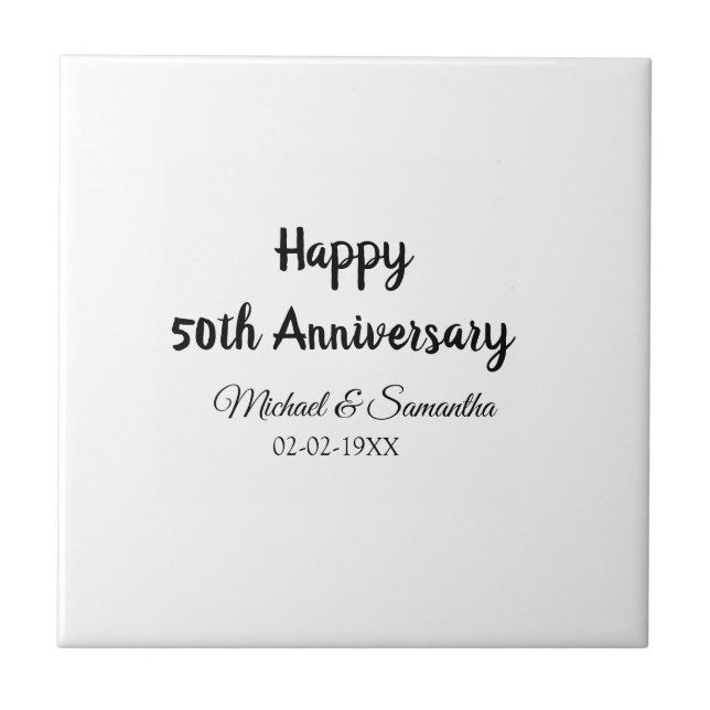 Happy 50th anniversary add couple name date weddin tile (Front)
