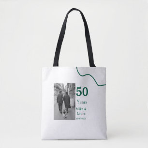Happy 50th anniversary add couple name date weddin tote bag