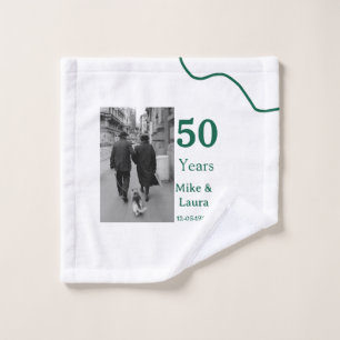 Happy 50th anniversary add couple name date weddin wash cloth
