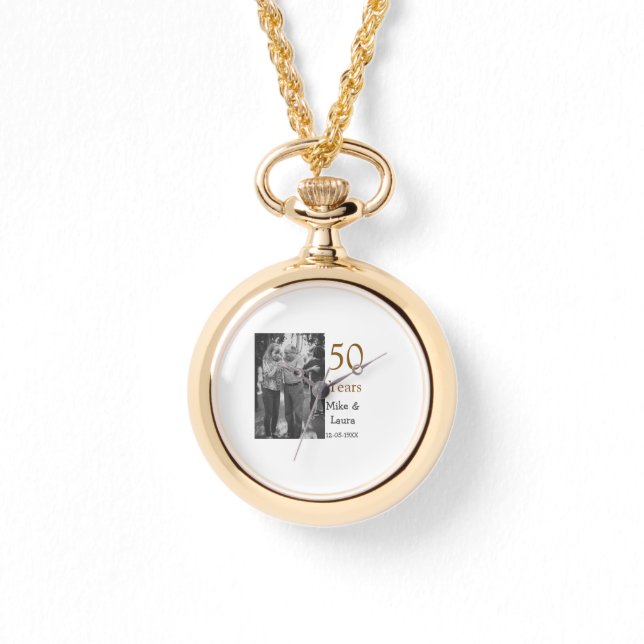 Happy 50th anniversary add couple name date weddin watch (Front)