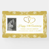 HAPPY 50TH ANNIVERSARY CHAMPAGNE GOLD HEARTS