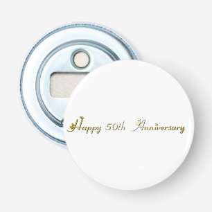 Happy 50th Anniversary Gold Font Bottle Opener