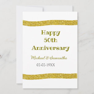 Happy 50th anniversary golden glitter border grey invitation