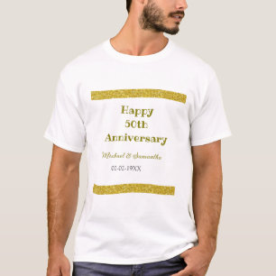 Happy 50th anniversary golden glitter border grey T-Shirt