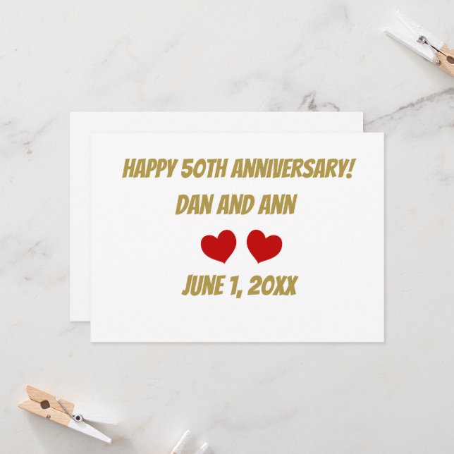 Happy 50th Anniversary  Invitation (Front/Back In Situ)