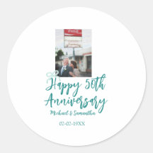 Happy 50th anniversary photo turquoise bow name da