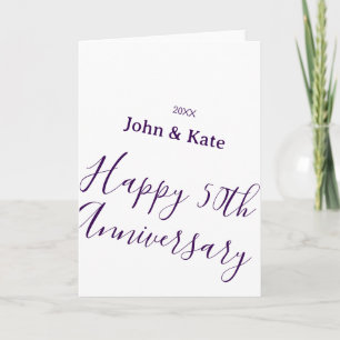 Happy 50th anniversary purple name year simple card
