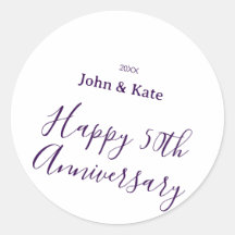 Happy 50th anniversary purple name year simple