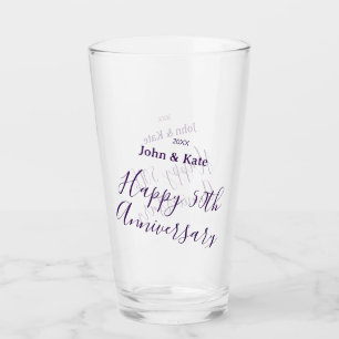 Happy 50th anniversary purple name year simple glass