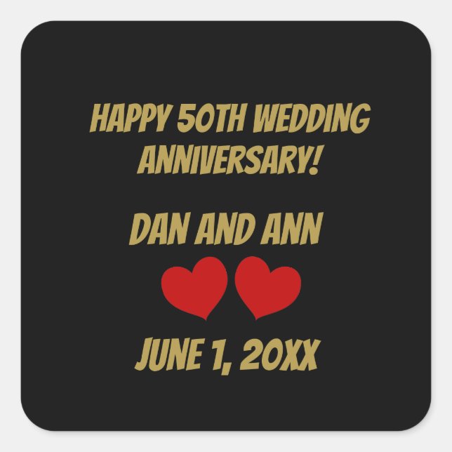Happy 50th Anniversary  Square Sticker (Front)