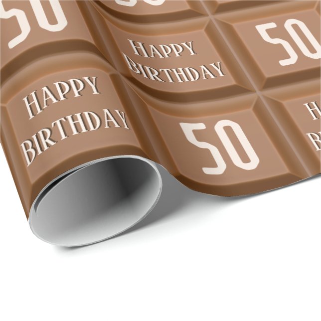 Happy 50th Birthday Chocolate Candy Bar Wrapping Paper (Roll Corner)