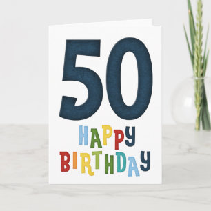 Happy 50th Birthday Colourful Unique Greeting Card