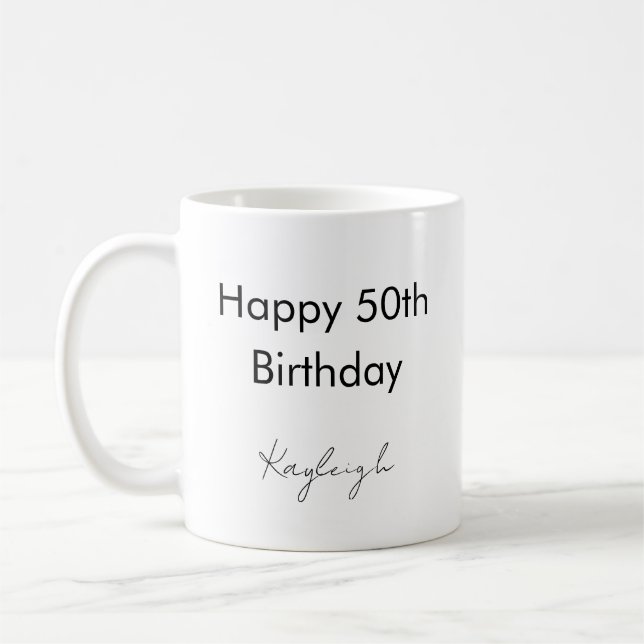 Happy 50th Birthday Custom Coffee Mug (Left)