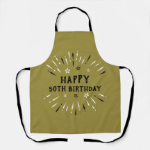 Happy 50th Birthday Fireworks Gold Black White