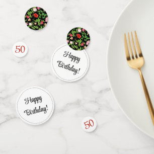 Happy 50th Birthday Floral Confetti
