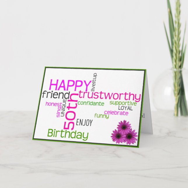 Happy 50th Birthday for a Baby Boomer Woman Card (Front)