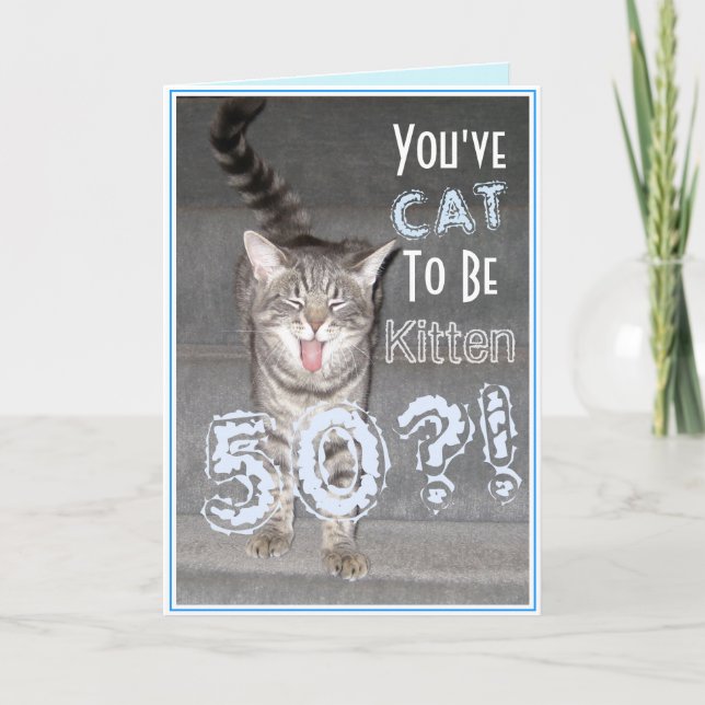 Happy 50th Birthday Funny Cat Card (Front)