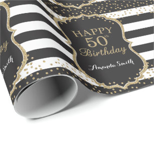 Happy 50th Birthday Gold Glitter Wrapping Paper