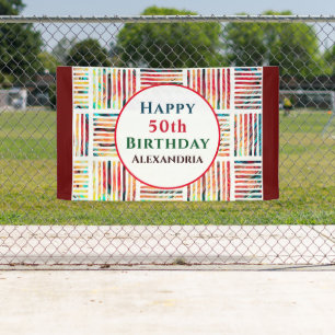 Happy 50th Birthday Modern Party Custom Banner