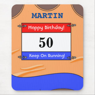 Happy 50th Birthday Mouse Mat for a Runner