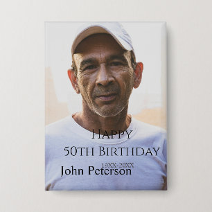 Happy 50th birthday name photo year man simple min