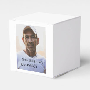 Happy 50th birthday name photo year man simple min favour box