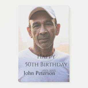Happy 50th birthday name photo year man simple min post-it notes