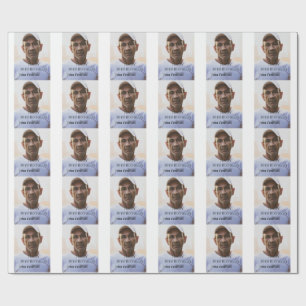 Happy 50th birthday name photo year man simple min wrapping paper