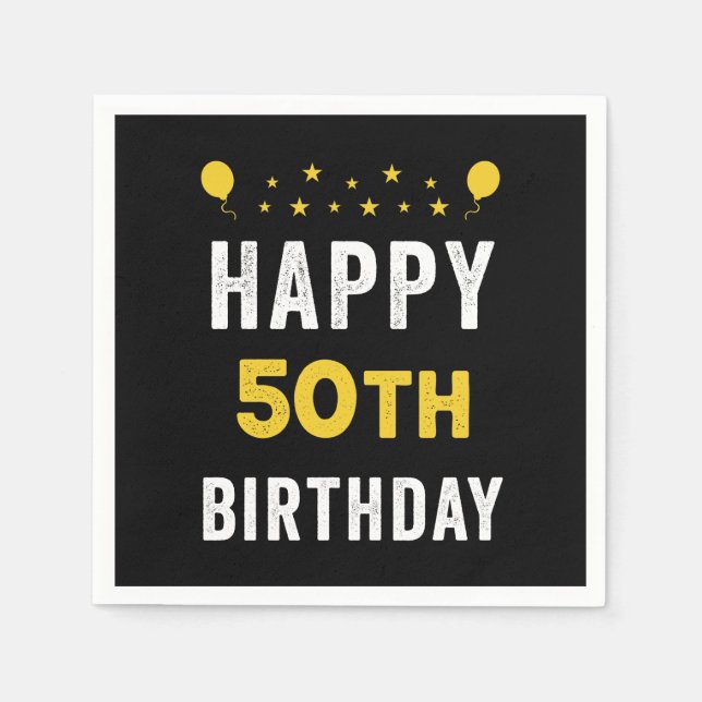 Happy 50th Birthday Quinquagenarian Celebration Napkin (Front)