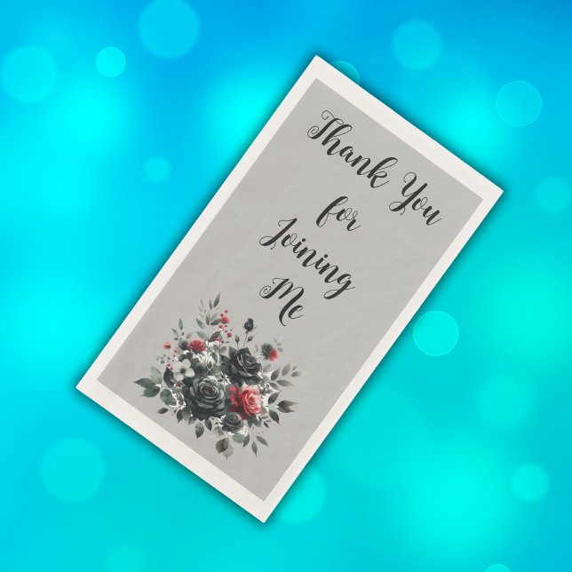 Happy 50th Birthday Red and Black Roses | Napkin (Creator Uploaded)