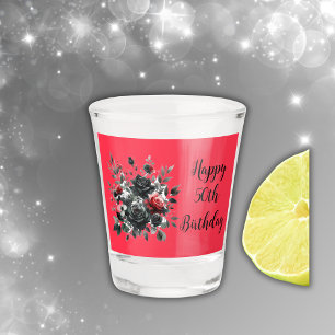 Happy 50th Birthday Red and Black Roses   Shot Glass