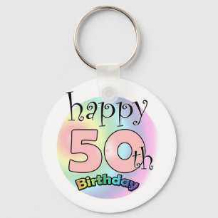 Happy 50th Birthday (roze) Key Ring