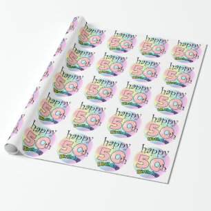 Happy 50th Birthday (roze) Wrapping Paper
