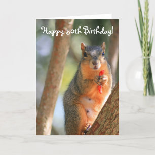 Happy 50th Birthday Squirrel greeting card