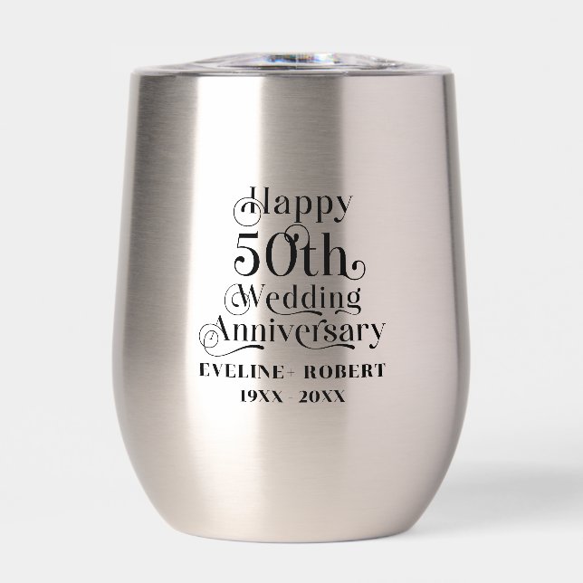 Happy 50th Wedding Anniversary Black Typography (Front)