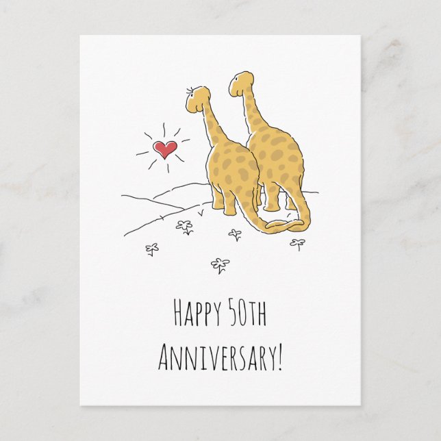 Happy 50th Wedding Anniversary Cute Dinosaurs Card (Front)