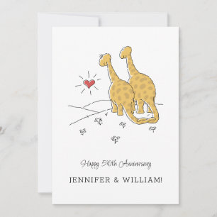 Happy 50th Wedding Anniversary Cute Dinosaurs Card