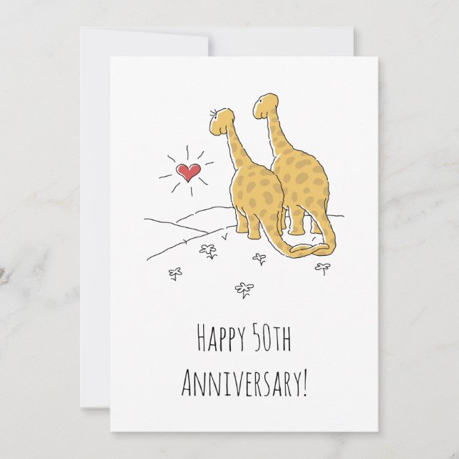 Happy 50th Wedding Anniversary Cute Dinosaurs Card (Front)