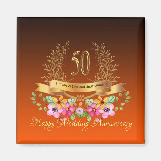 Happy 50th Wedding Anniversary Magnet (Front)