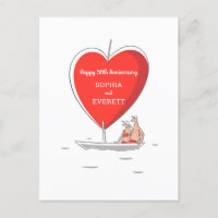 Happy 50th Wedding Anniversary Sailboat Heart Card